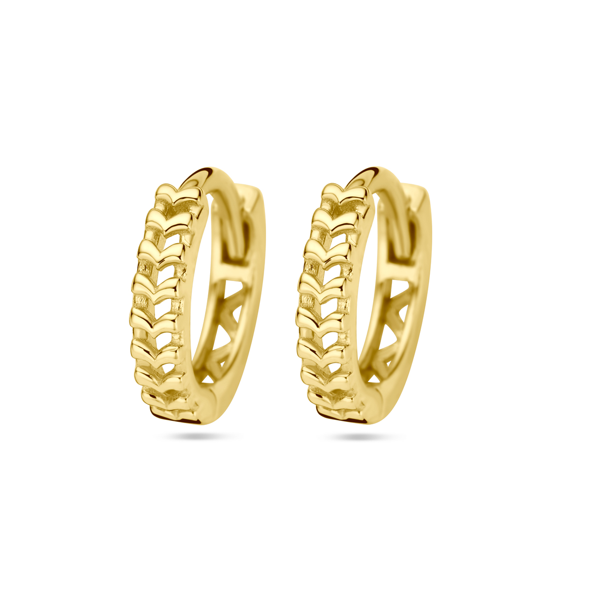 14k Geelgouden klapoorringen met een diameter van 10mm.