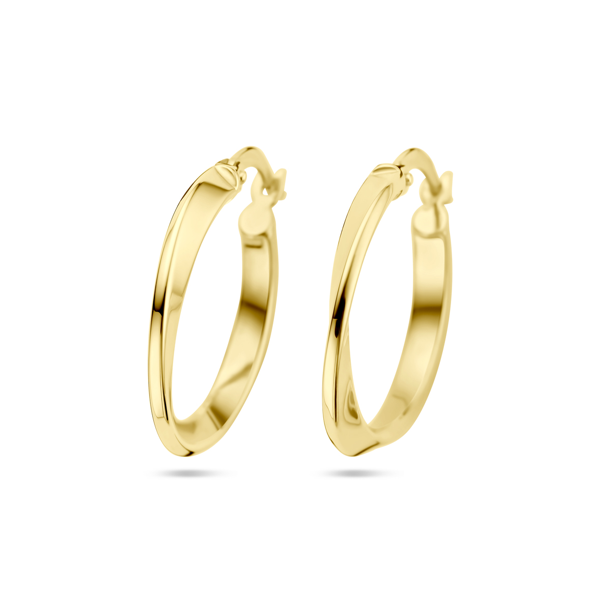 14k Geelgouden oorringen met een diameter van 21mm.