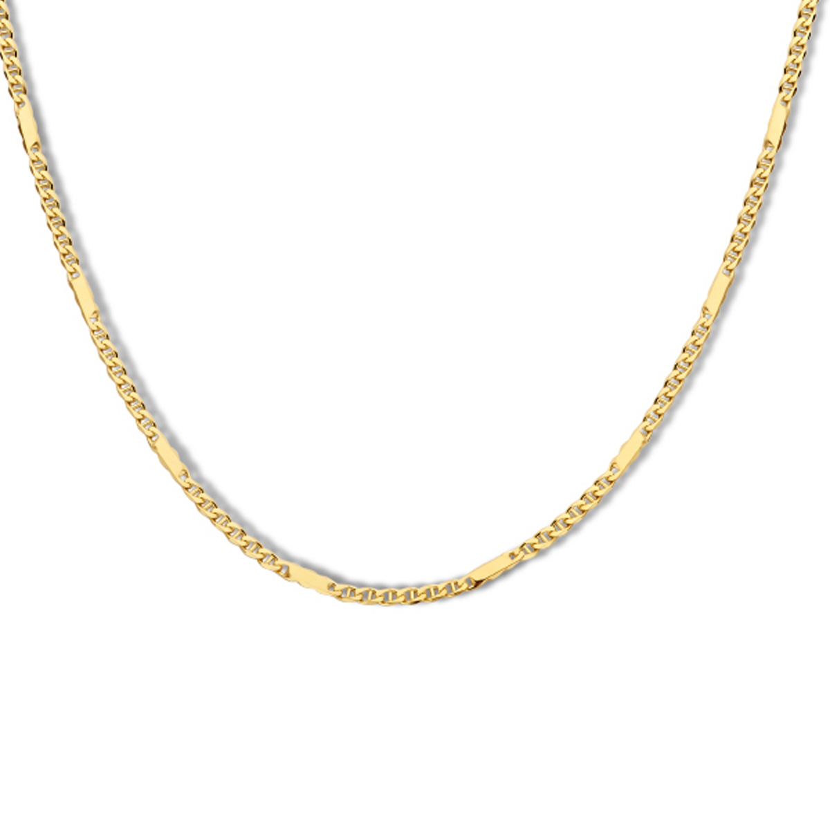 GEELGOUDEN COLLIER VALKENOOG MET TUSSENSTUK 50CM 1,9MM