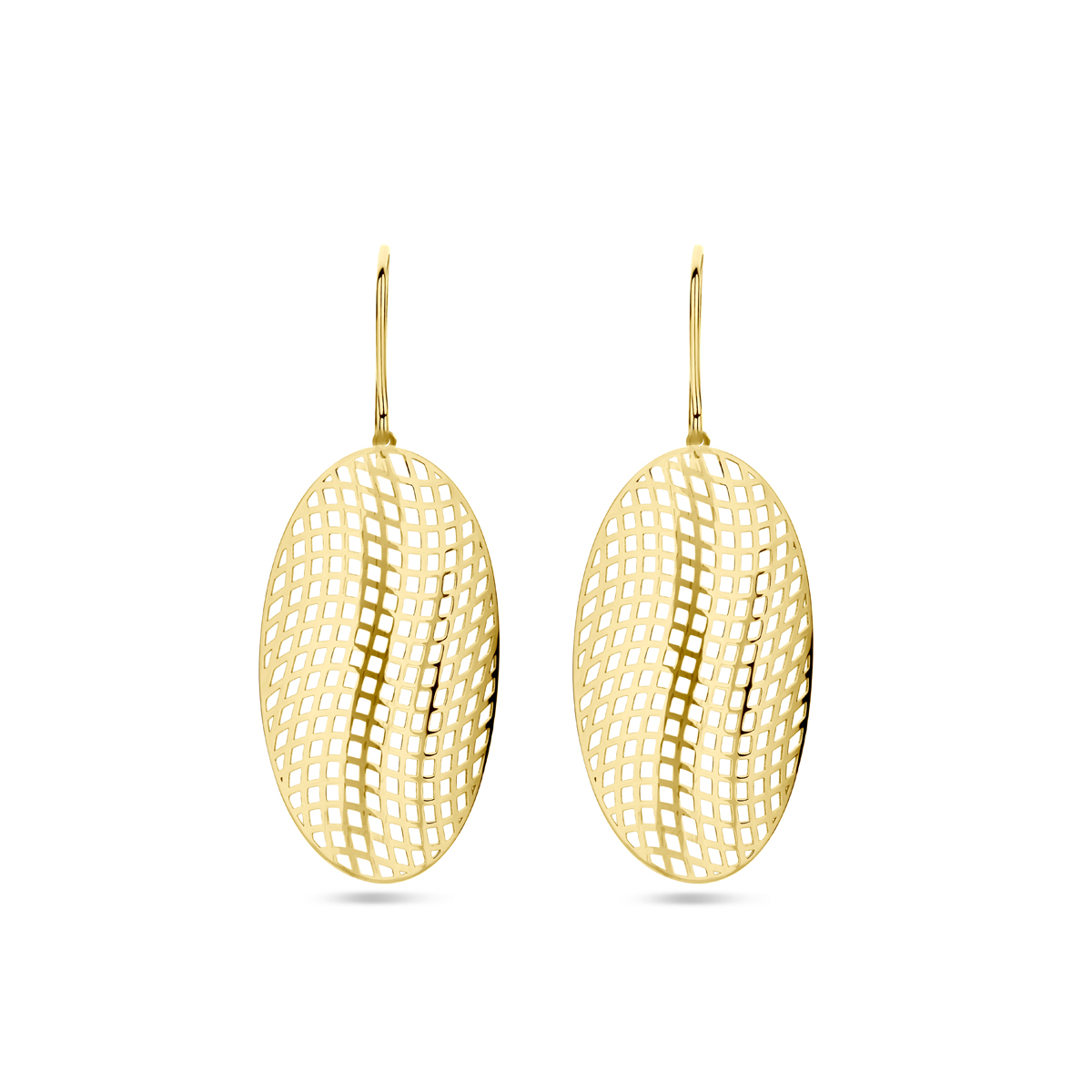 14k Geelgouden oorhangers met een totale hoogte van 47mm.