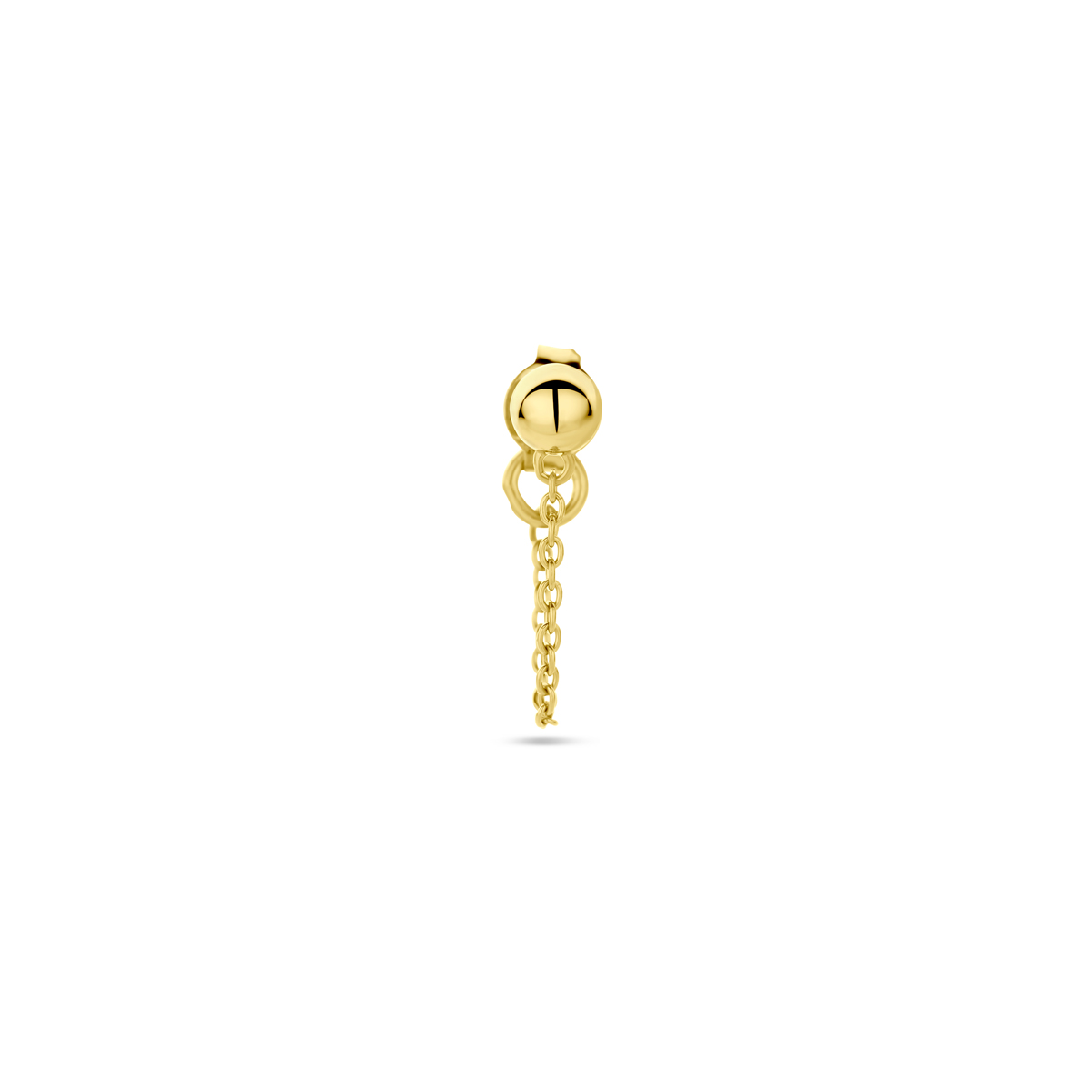 Geelgoud op 925 zilveren oorknop uitgevoerd met een bolletje. De oorknop heeft een diameter van 4mm. Deze oorsieraden worden per stuk verkocht ipv per paar. Geen garantie op de plating.