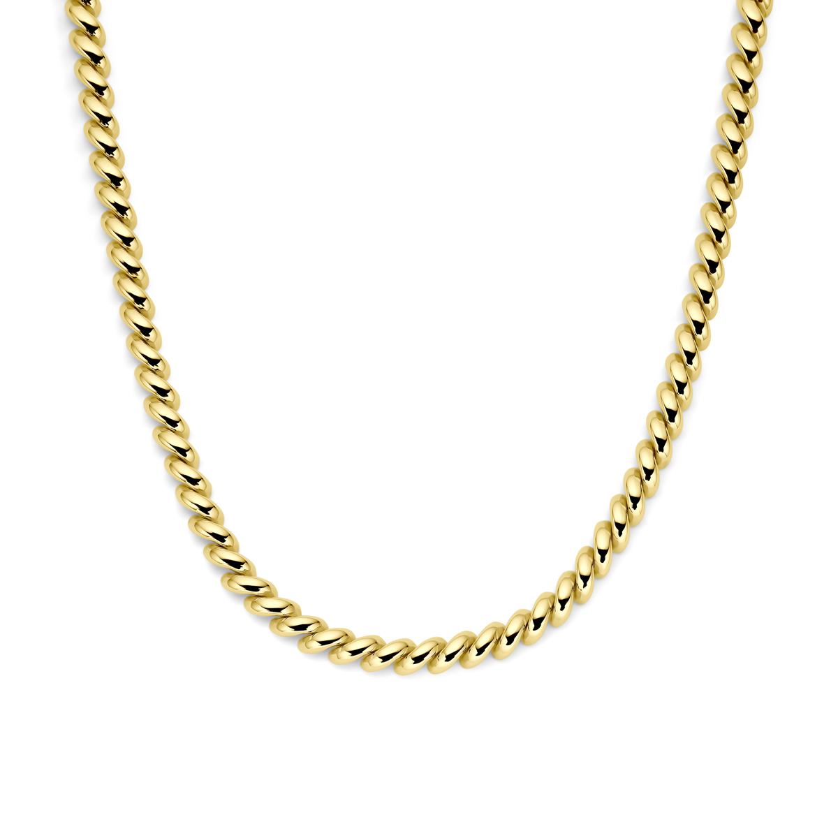 14k Geelgouden San Marco collier uitgevoerd met een bakslot. Het collier heeft een draaglengte van 43cm en een schakelbreedte van 6.6mm.
