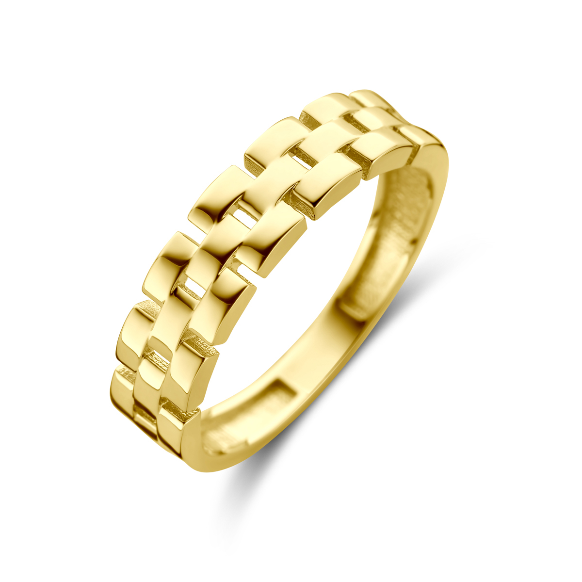14k Geelgouden ring met een breedte van 4.5mm.