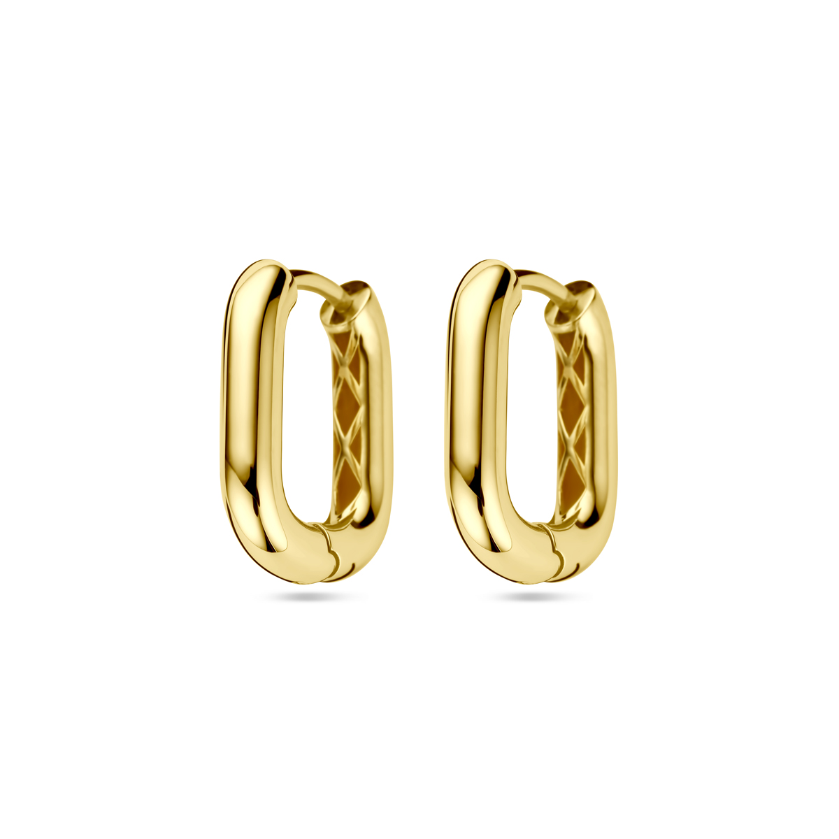 14k Geelgouden klapoorringen. De oorringen hebben een totale hoogte van 17mm.