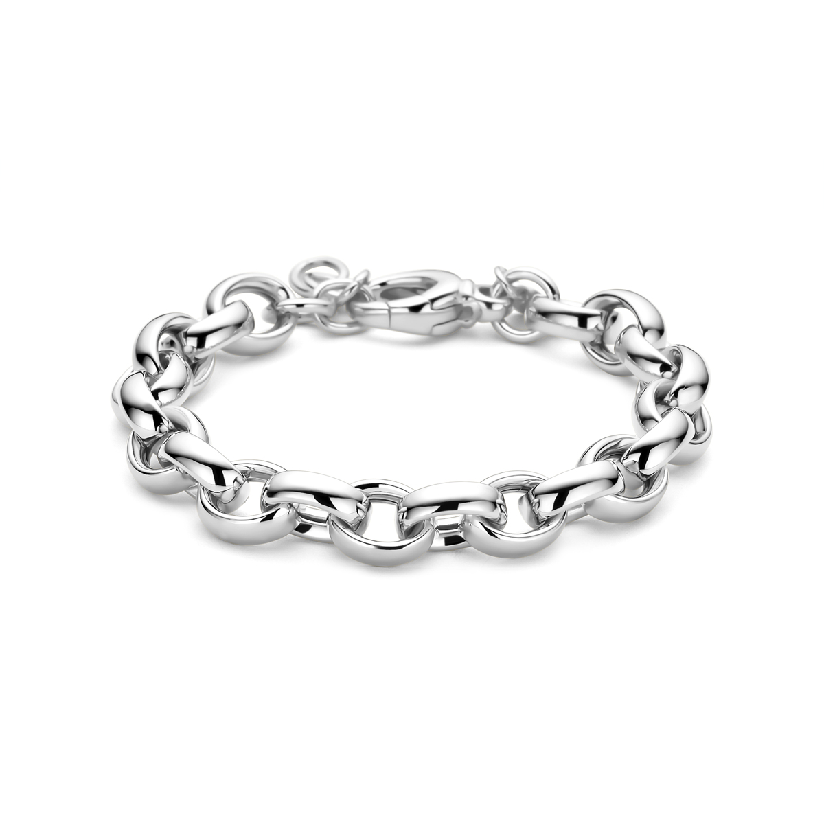 Gerhodineerd 925 zilveren jasseron armband. De schakelbreedte is 9.5mm. Uitgevoerd met een karabijn sluiting.