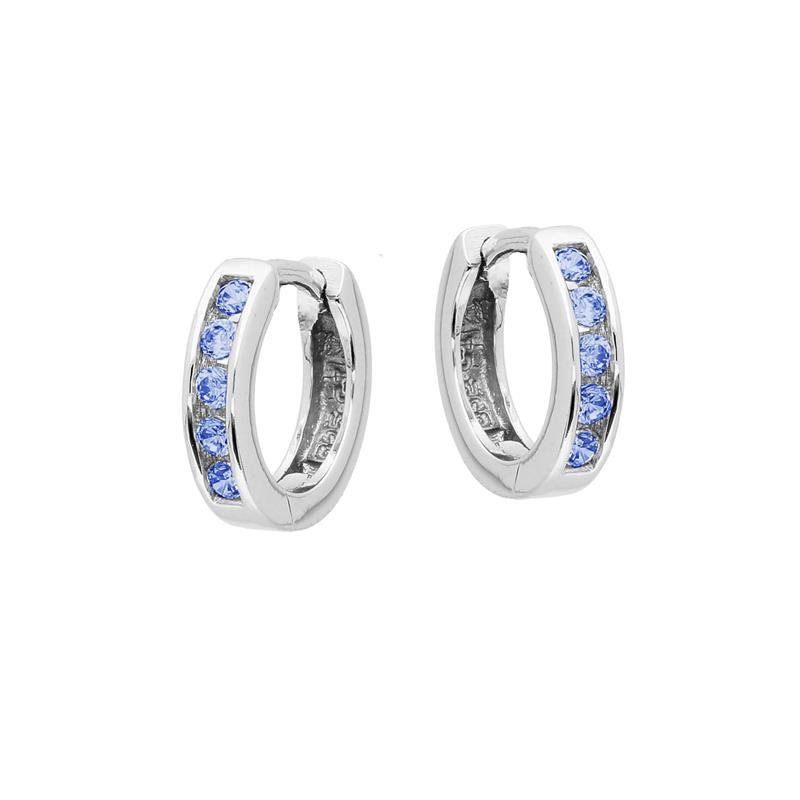 Zilveren Klapoorringen met Blauwe Zirkonia
