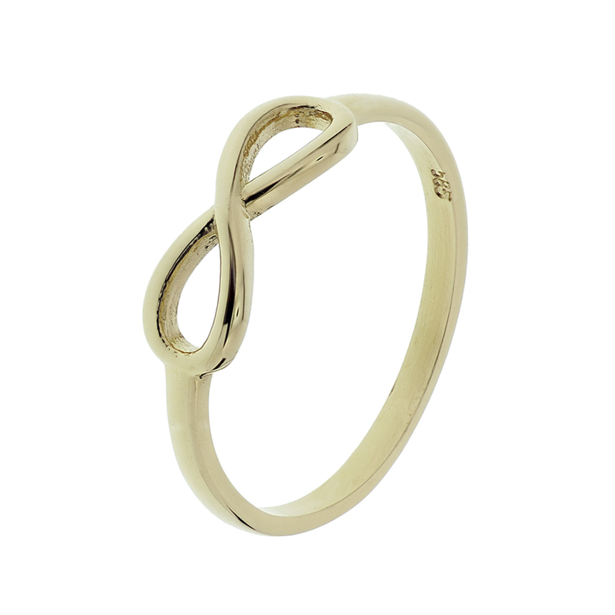 Beschrijving: Geelgouden ring met infinity teken. 
Uniekenummer serie: 34297
Verpakt per: 1
Doelgroep: dames
Ringmaat: 16.50 mm (52)
Breedte: 5 mm