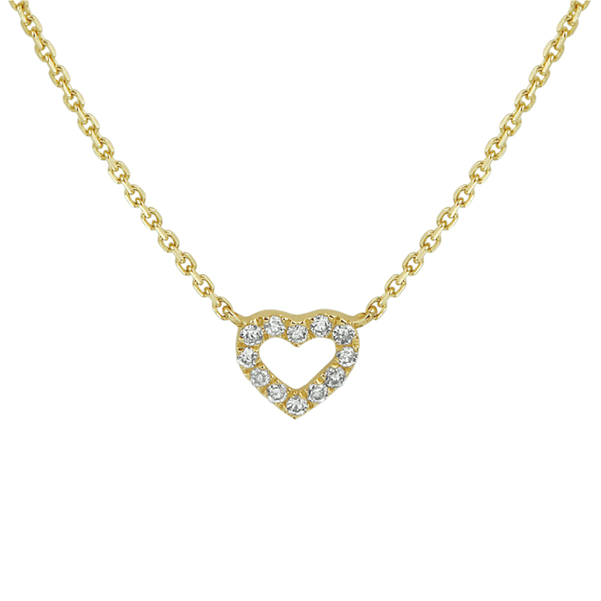 Geelgouden collier met hart van diamant 0.05 ct. met draaglengtes van 41 43 en 45 cm.