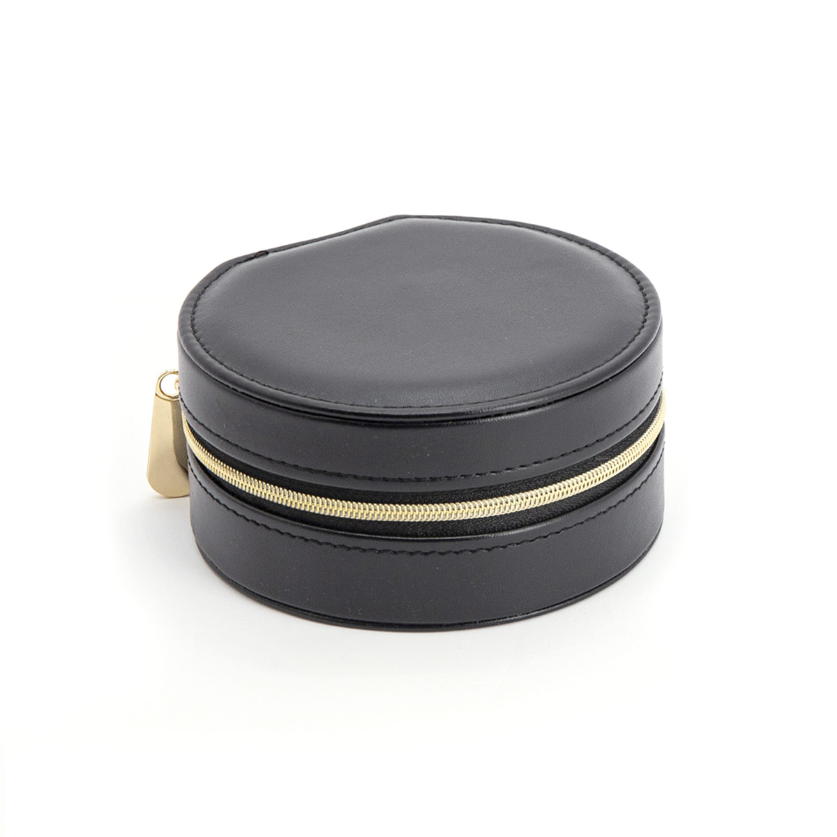 Luxe sieradenbox in de kleur zwart uitgevoerd met een goudkleurige rits sluiting, een klein spiegeltje, verschillende vakjes en een extra vakje achter het spiegeltje. Een compacte box om verschillende sieraden in op te bergen.