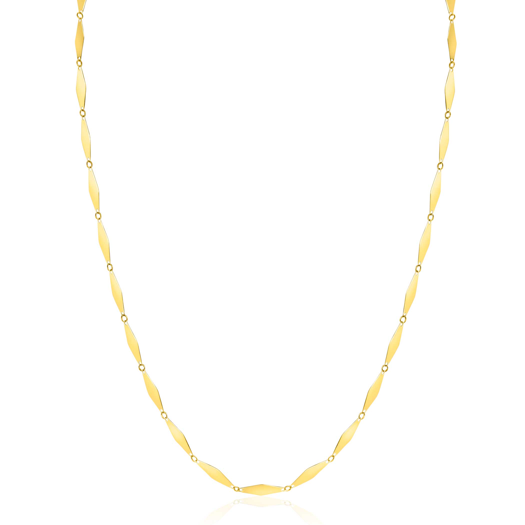 ZINZI Gold 14 krt gouden ketting met glanzende lange ruitvormige schakels 3mm breed 45cm ZGC492