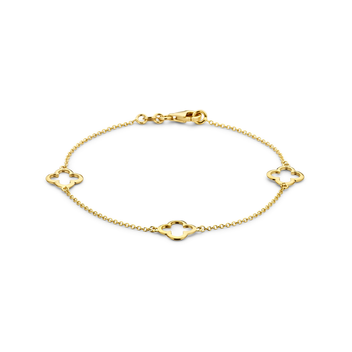 GEELGOUDEN ARMBAND 19CM KLAVER