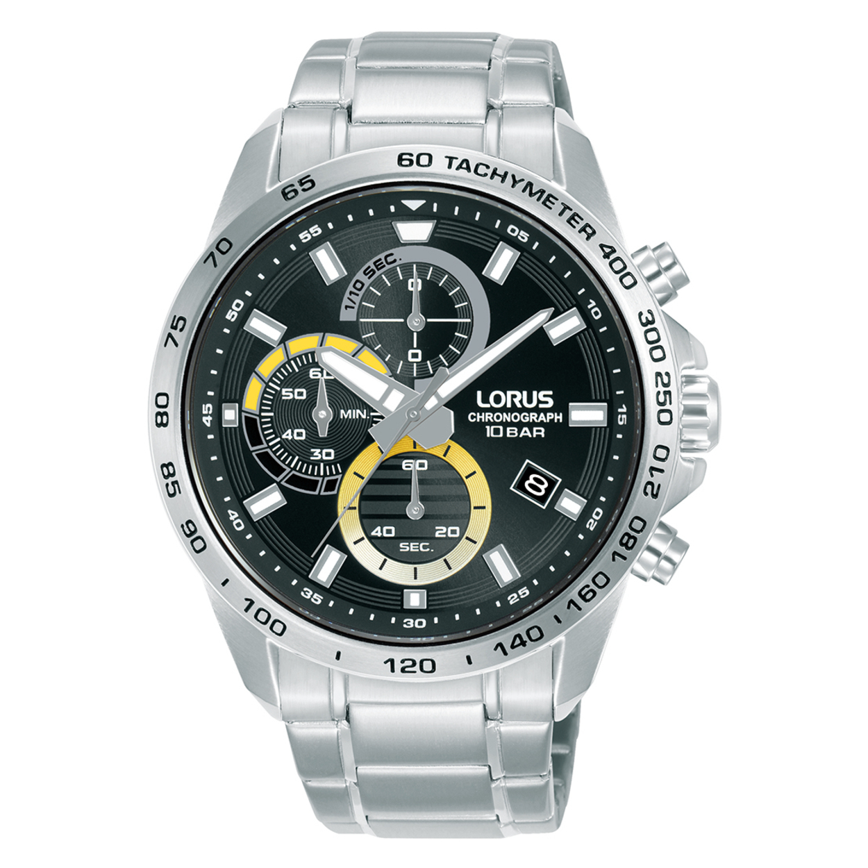 Dit is een herenhorloge van het merk Lorus. Het is een chronograaf horloge gemaakt van staal. De diameter van de kast is 43 mm.
De verdere specificaties van het horloge zijn als volgt:
Kastvorm: rond
Kastkleur: zilverkleurig
Kastmateriaal: staal
Sluiting: vouwsluiting met drukker
Wijzerplaatkleur: zwart
Glassoort: hardlex mineraal glas
Waterdichtheid: 10 ATM
Techniek: quartz