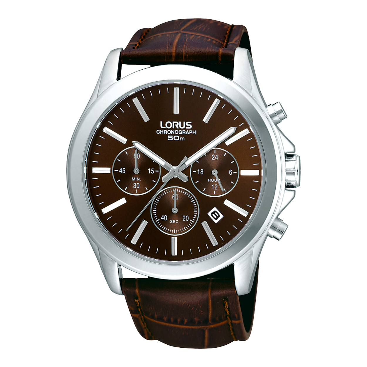 Dit herenhorloge is van het merk Lorus. Het is een chronograaf horloge gemaakt van leer. De diameter van de kast is 42 mm en de kast is 11 mm dik.
De verdere specificaties van het horloge zijn als volgt:
Glassoort: hardlex mineraal glas
Bandbreedte: 22
Kastmateriaal: staal
Waterdichtheid: 5 ATM
Techniek: quartz