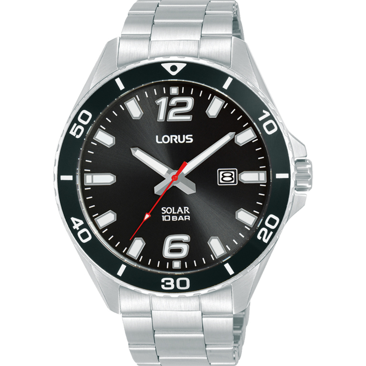 Dit is een herenhorloge van het merk Lorus. Het is een analoog horloge gemaakt van staal. De diameter van de kast is 43 mm en de kast is 11 mm dik.
De verdere specificaties van het horloge zijn als volgt:
Kastvorm: rond
Kastkleur: zilverkleurig
Kastmateriaal: staal
Bandbreedte: 18 mm
Bandlengte: 263 mm
Sluiting: vouwsluiting met drukker
Wijzerplaatkleur: zwart
Glassoort: hardlex mineraal glas
Waterdichtheid: 10 ATM
Techniek: solar