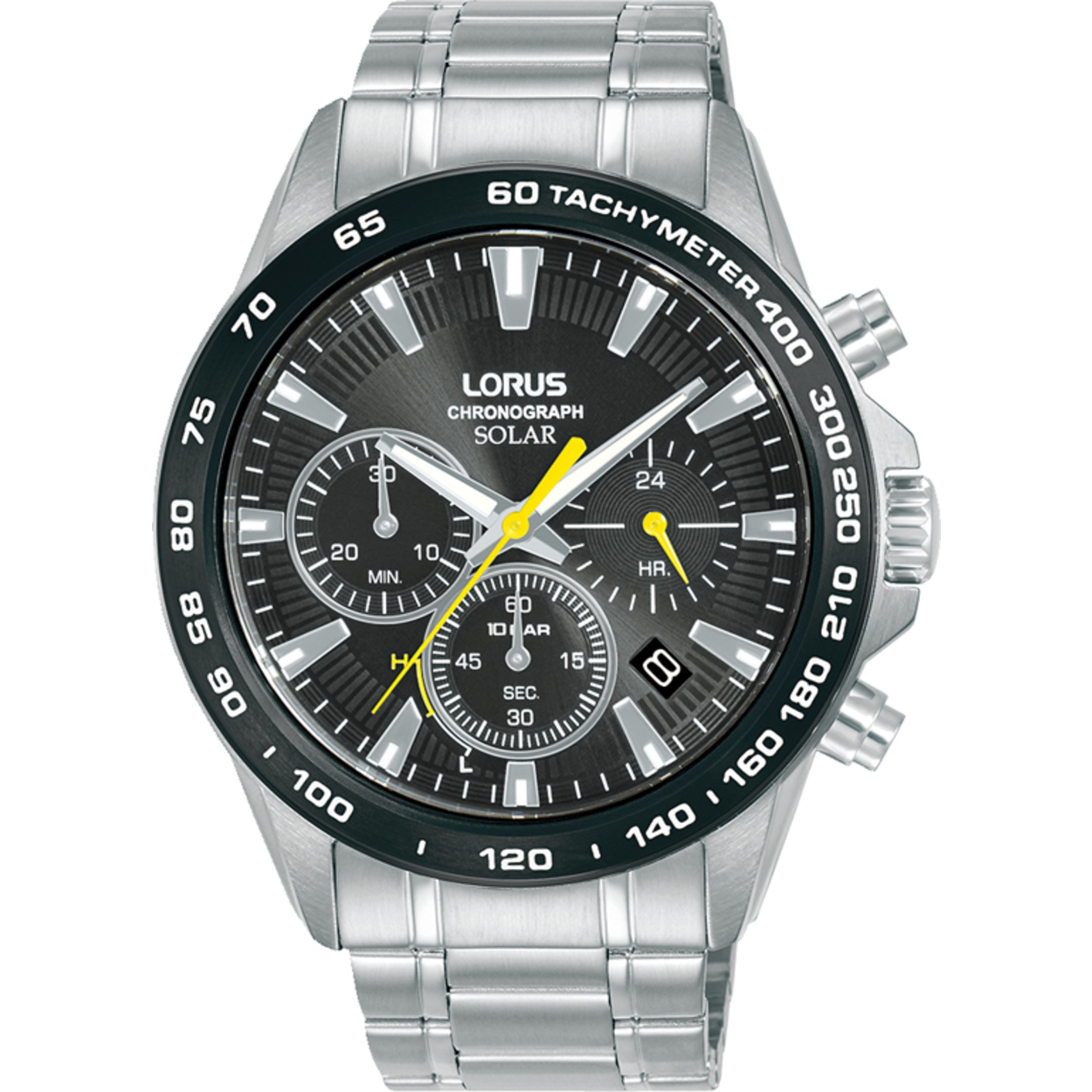 Dit is een herenhorloge van het merk Lorus. Het is een chronograaf horloge gemaakt van staal. De diameter van de kast is 43.8 mm en de kast is 12 mm dik.
De verdere specificaties van het horloge zijn als volgt:
Kastvorm: rond
Kastkleur: zilverkleurig
Kastmateriaal: staal
Bandbreedte: 20 mm
Bandlengte: 263.8 mm
Sluiting: vouwsluiting met drukker
Wijzerplaatkleur: zwart
Glassoort: hardlex mineraal glas
Waterdichtheid: 10 ATM
Techniek: solar
