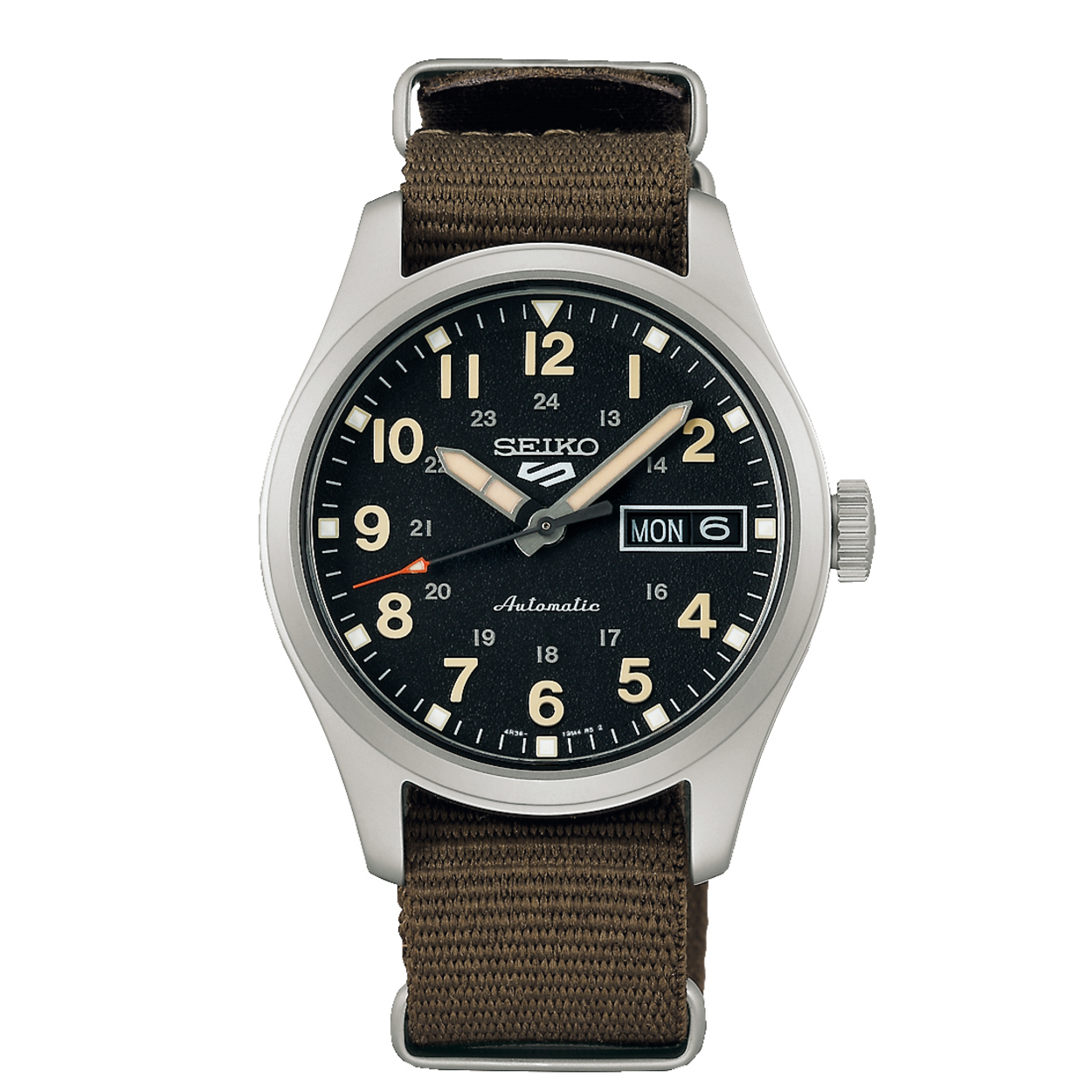 De Seiko horloge SRPJ85K1 beschikt over een ronde zilverkleurige kast van roestvrij staal, een zwart analoog wijzerplaat en een groene canvas band van 18mm breed. Met automatisch uurwerk, mineraalglas en waterbestendigheid tot 10 bar. Perfect voor dagelijks gebruik en casual gelegenheden. Draag het horloge comfortabel om uw pols voor een stijlvolle, tijdloze uitstraling.