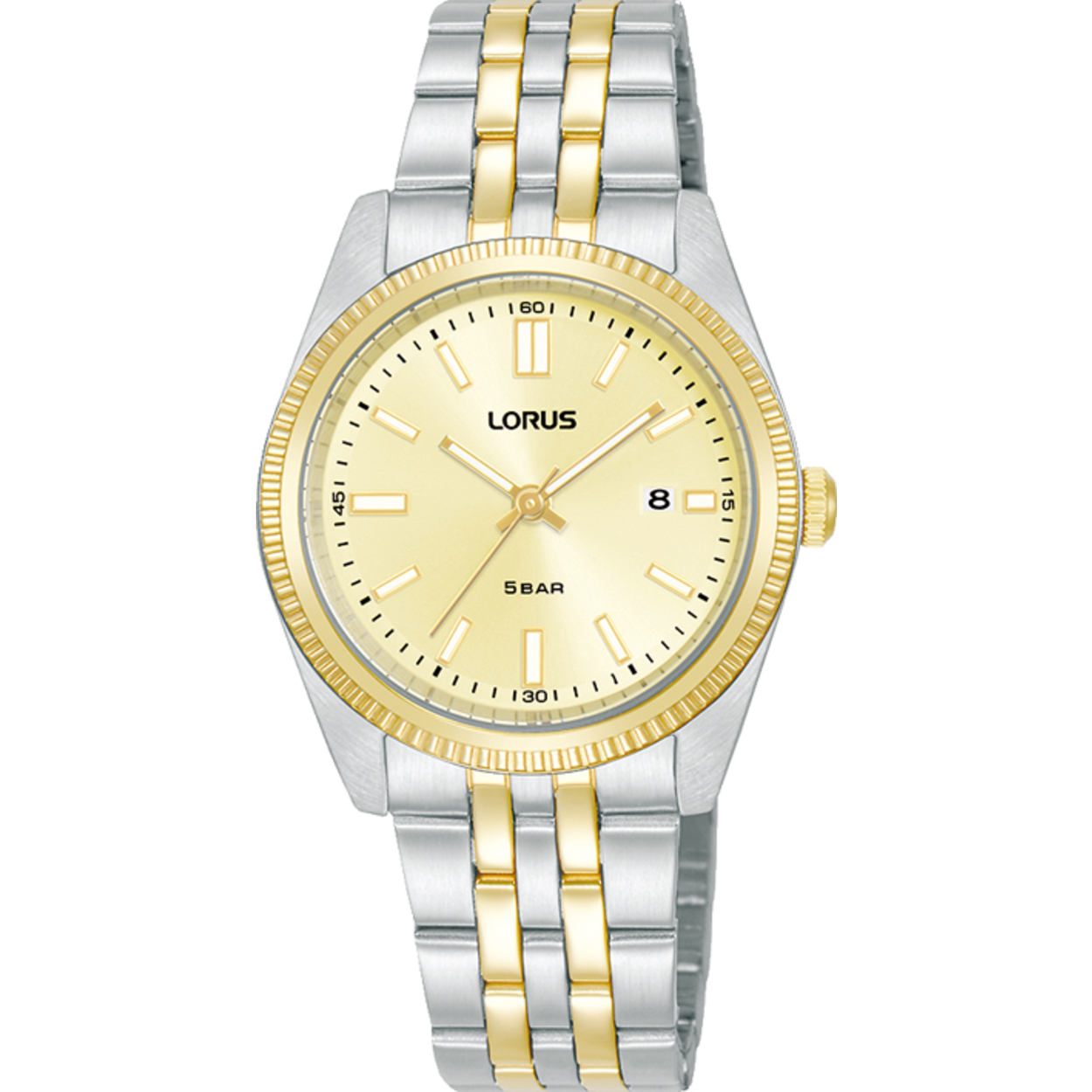 Dit is een dameshorloge van het merk Lorus. Het is een analoog horloge gemaakt van staal. De diameter van de kast is 30 mm en de kast is 10 mm dik.
De verdere specificaties van het horloge zijn als volgt:
Kastvorm: rond
Kastkleur: tweekleurig
Kastmateriaal: staal
Bandbreedte: 14 mm
Bandlengte: 215 mm
Sluiting: vouwsluiting met drukker
Wijzerplaatkleur: champagne
Glassoort: hardlex mineraal glas
Waterdichtheid: 5 ATM
Techniek: quartz