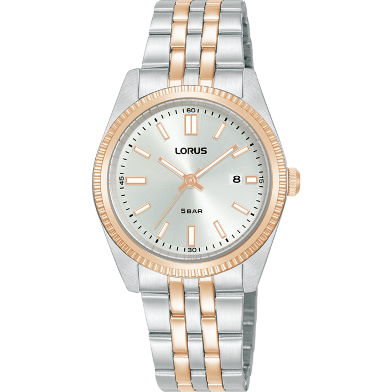 Dit is een dameshorloge van het merk Lorus. Het is een analoog horloge gemaakt van staal. De diameter van de kast is 30 mm en de kast is 10 mm dik.
De verdere specificaties van het horloge zijn als volgt:
Kastvorm: rond
Kastkleur: tweekleurig
Kastmateriaal: staal
Bandbreedte: 14 mm
Bandlengte: 215 mm
Sluiting: vouwsluiting met drukker
Wijzerplaatkleur: grijs
Glassoort: hardlex mineraal glas
Waterdichtheid: 5 ATM
Techniek: quartz
