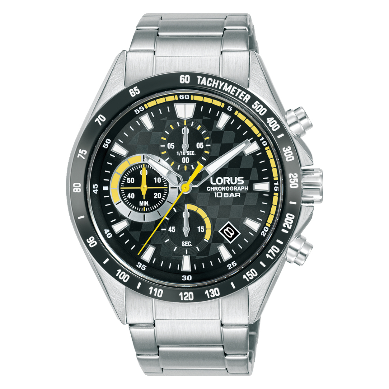Dit is een herenhorloge van het merk Lorus. Het is een chronograaf horloge gemaakt van staal. De diameter van de kast is 43.5 mm en de kast is 11.4 mm dik.
De verdere specificaties van het horloge zijn als volgt:
Kastvorm: rond
Kastkleur: zilverkleurig
Kastmateriaal: staal
Bandbreedte: 22 mm
Bandlengte: 263.5 mm
Sluiting: vouwsluiting met drukker
Wijzerplaatkleur: zwart
Glassoort: hardlex mineraal glas
Waterdichtheid: 10 ATM
Techniek: quartz
