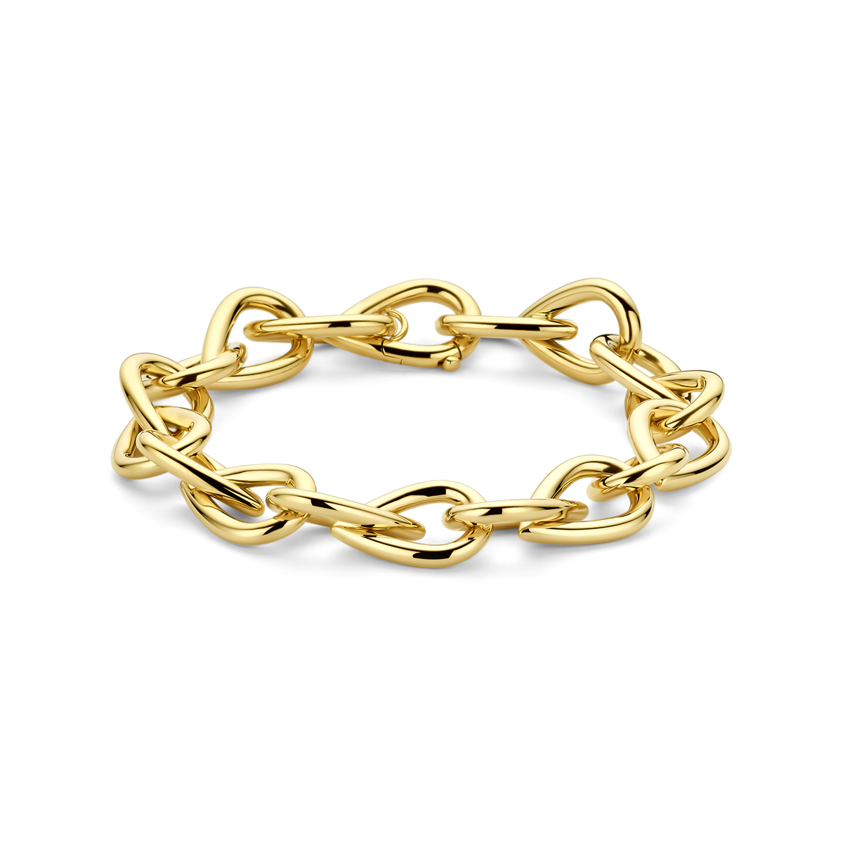 14k Geelgouden armband met een draaglengte van 20cm en een schakelbreedte van 12.8mm.