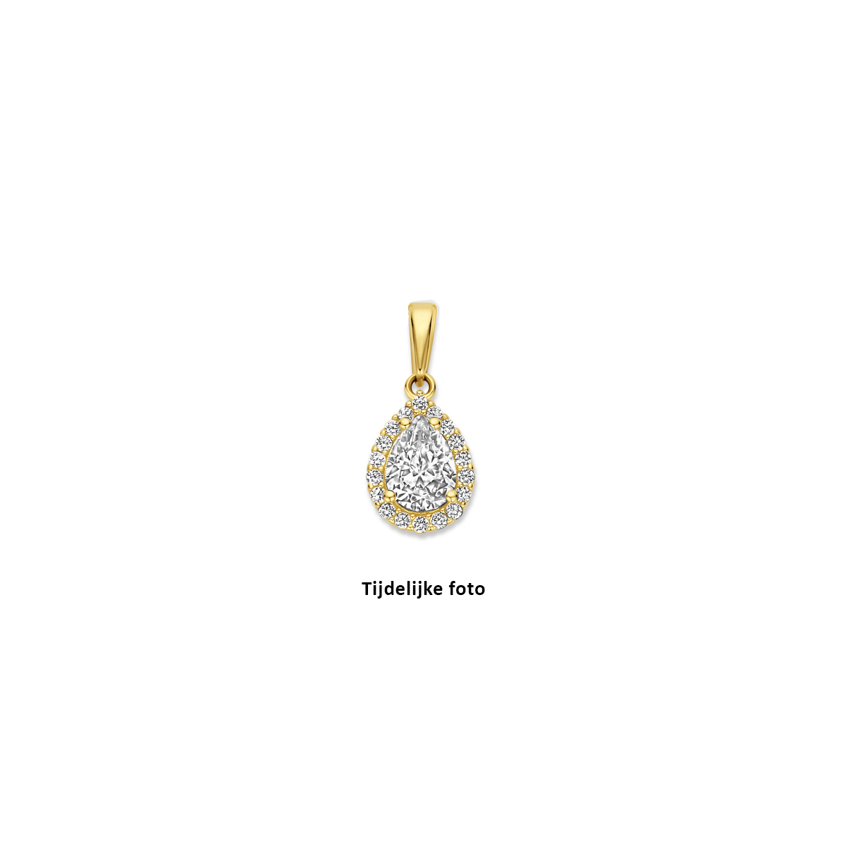 Huidcollectie - 14krt geelgouden entouragehanger pear-vorm met zirconia's - 4031636