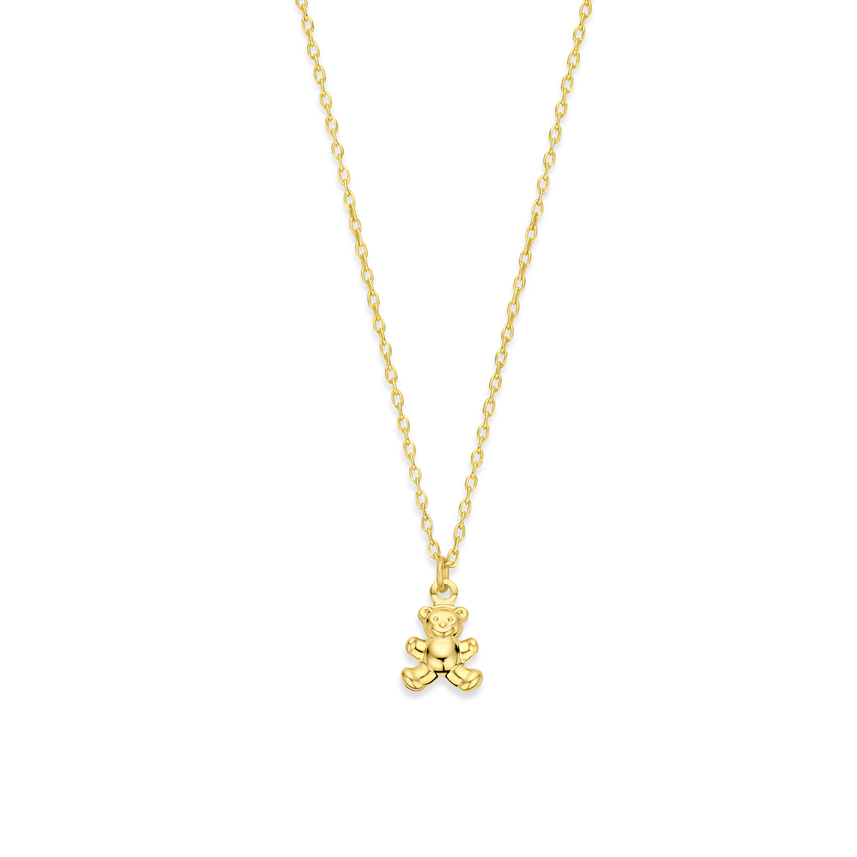 gouden collier, anker+ teddybeer 36+4cm