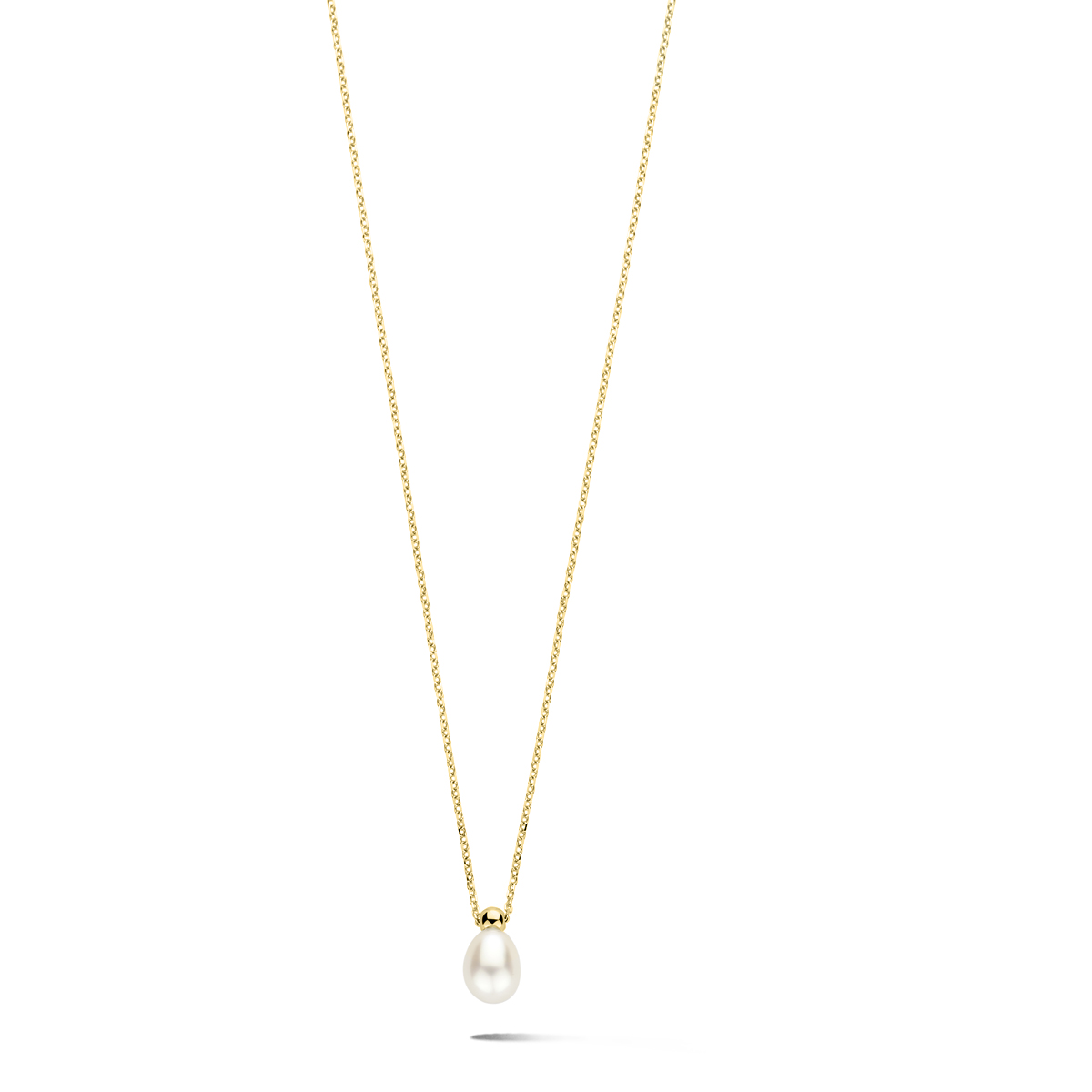 gouden collier, ovaal parel 7,5x6mm 