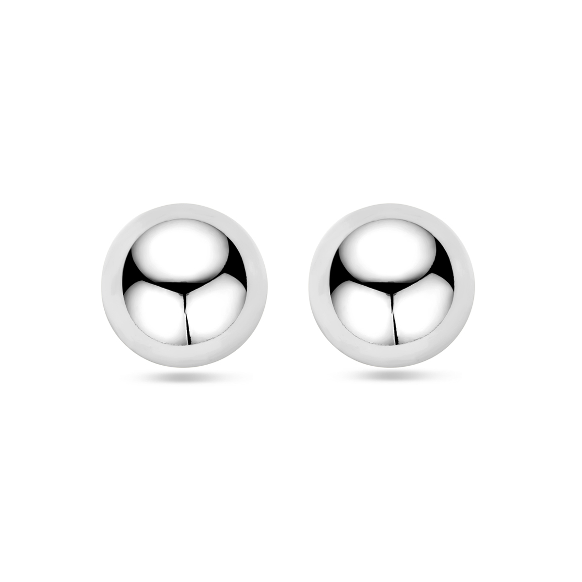 Gerhodineerd 925 zilveren oorknoppen uitgevoerd in de vorm van een half-bol. De oorknoppen hebben een diameter van 20mm.
