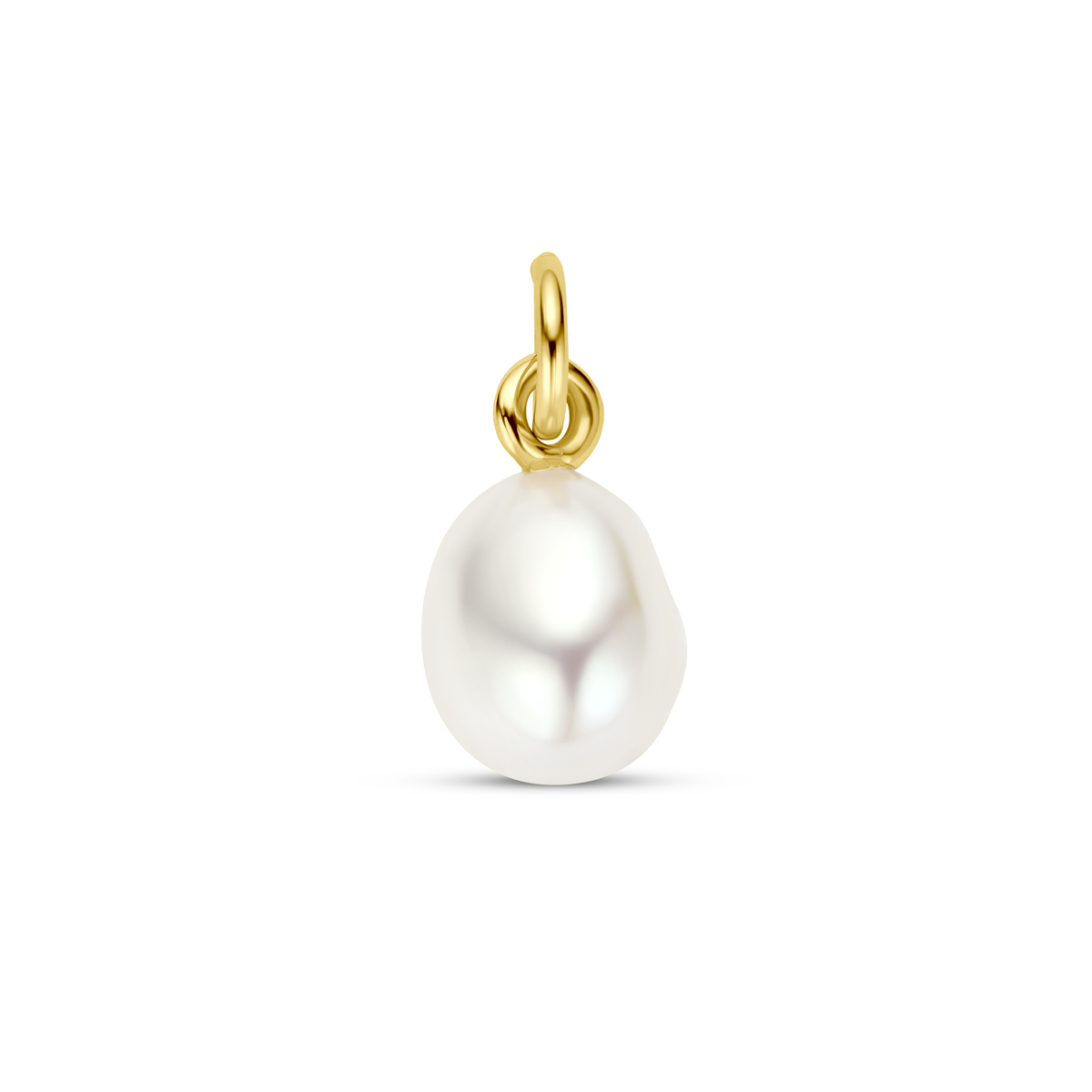 Geelgoud op 925 zilveren hanger uitgevoerd met parel. Geen garantie op de plating.