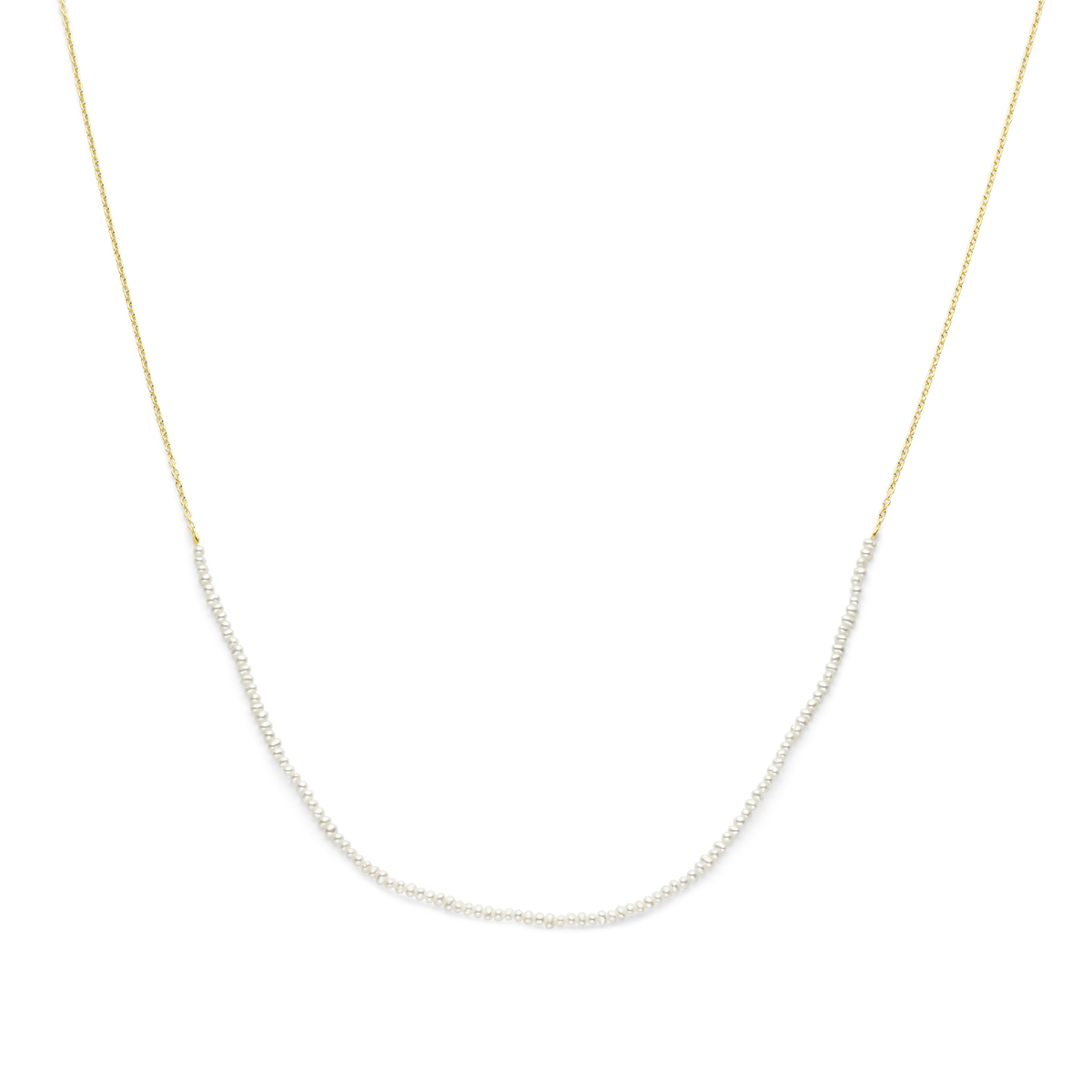 Geelgoud op 925 zilveren collier uitgevoerd met parels. Het collier heeft draaglengtes van 41-45cm.