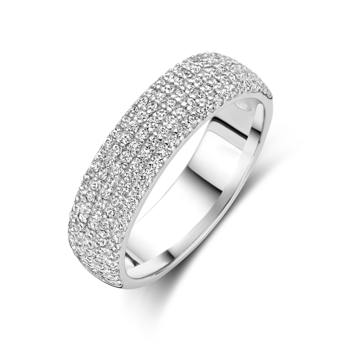 Zilveren dames ring, zirkonia pavé gezet