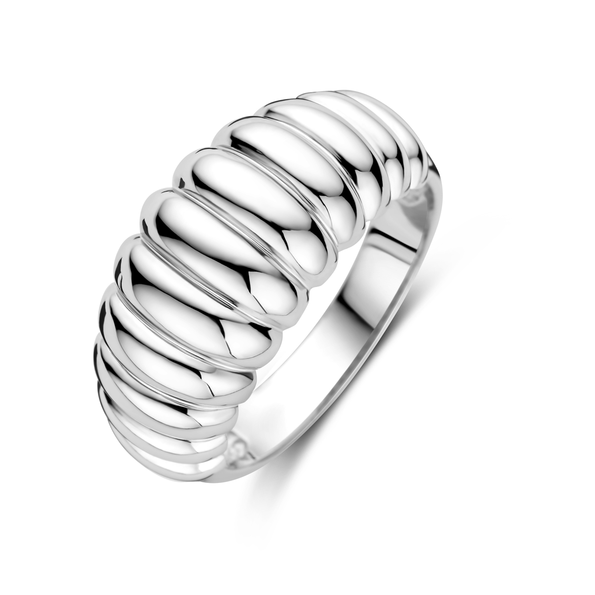 zilveren ring, strookjes 10mm mt56