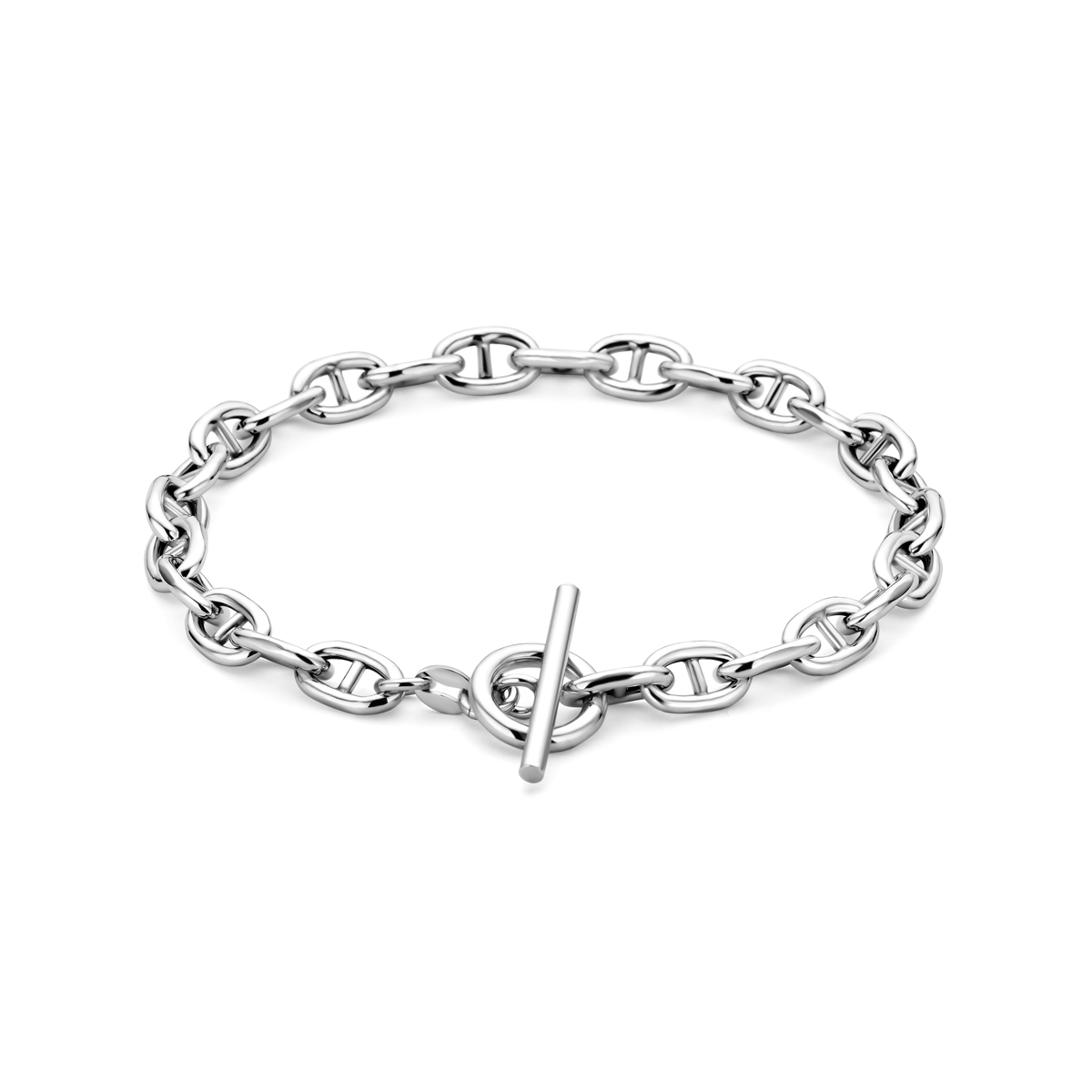 zilveren armband, anker 5,9mm +kap slot 19,5cm