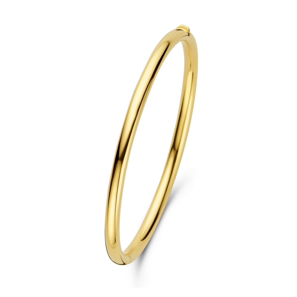 14k Geelgouden bangle met een totale diameter van 60mm.