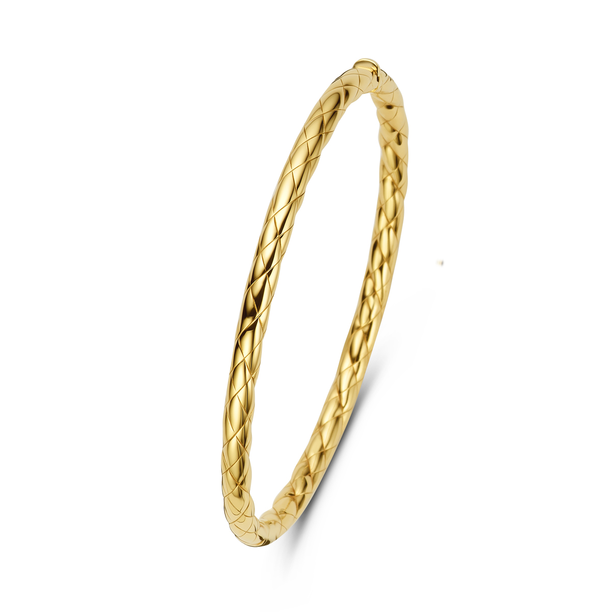 14k Geelgouden bangle met een totale diameter van 60mm.