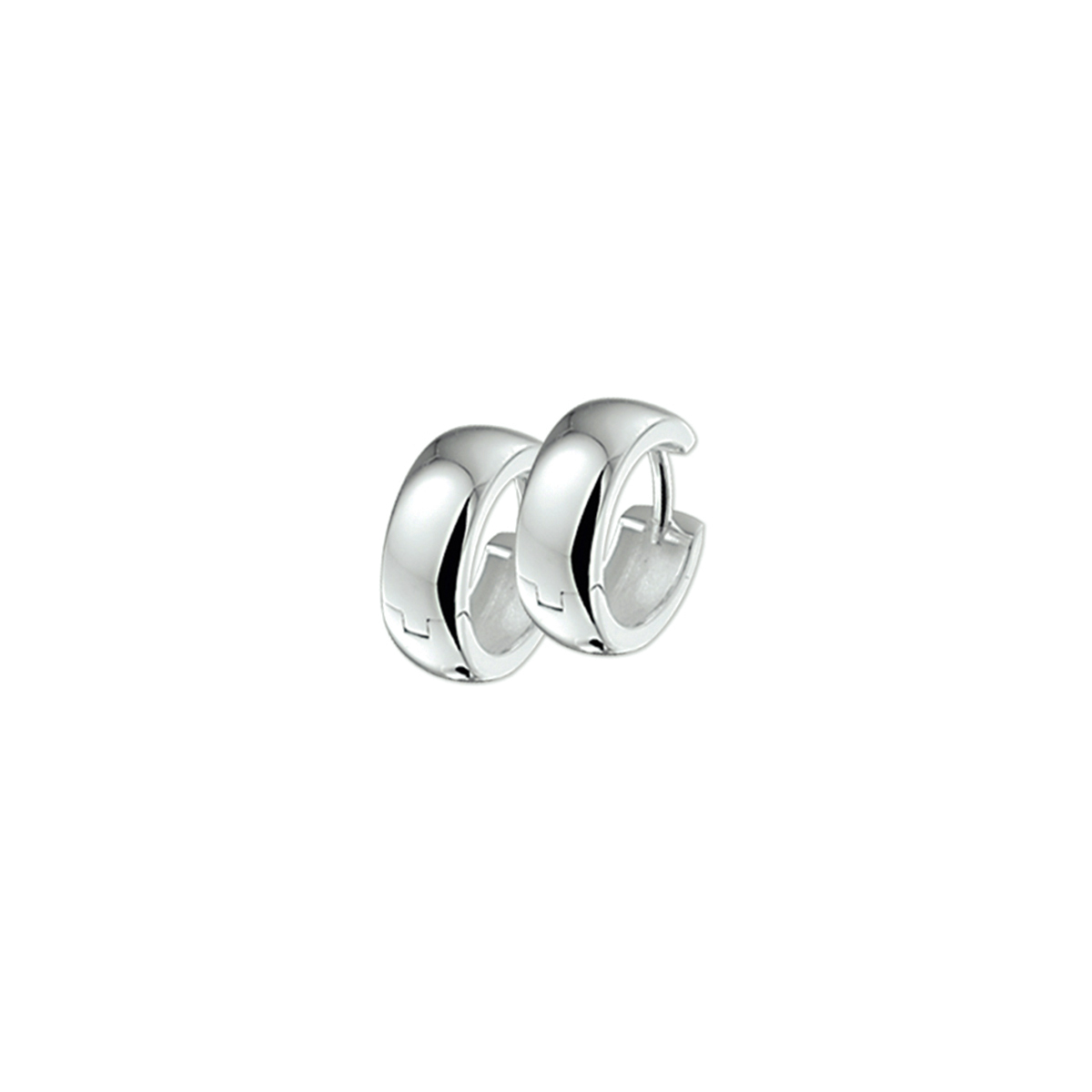 Zilveren klapcreolen met een bolle buis en een poli afwerking.

Gender: dames
Breedte: 5 mm