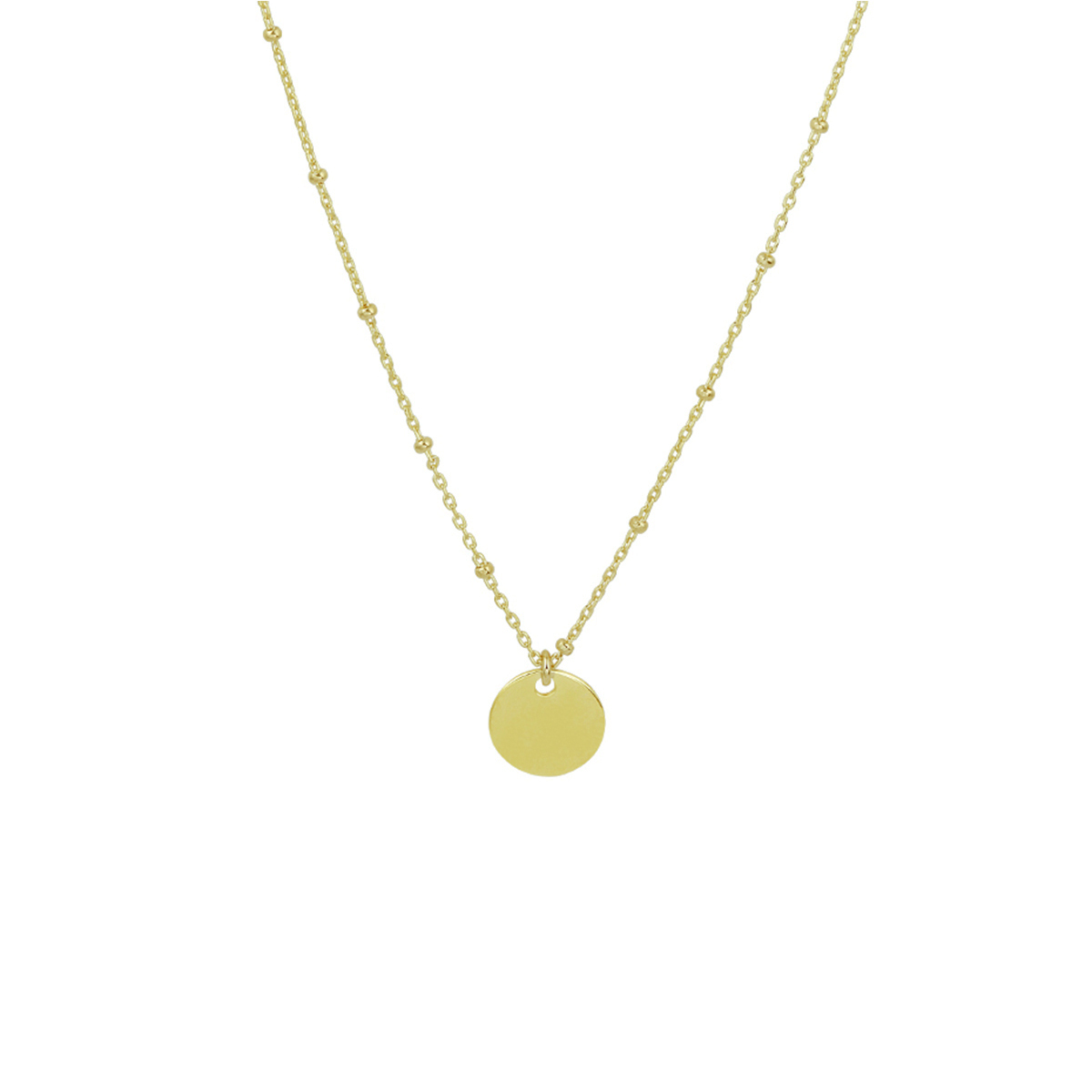 14k Geelgouden collier uitgevoerd met een hanger in de vorm van een rondje. Het collier heeft een draaglengte van 41cm met een extensie van 3cm. Het rondje heeft een diameter van 8mm.