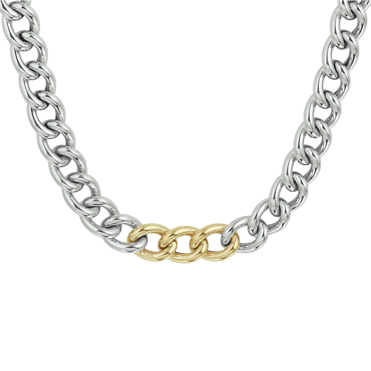 14k Geelgoud en 925 zilveren gourmet collier uitgevoerd met een karabijn sluiting. Het collier heeft een draaglengte van 45cm.