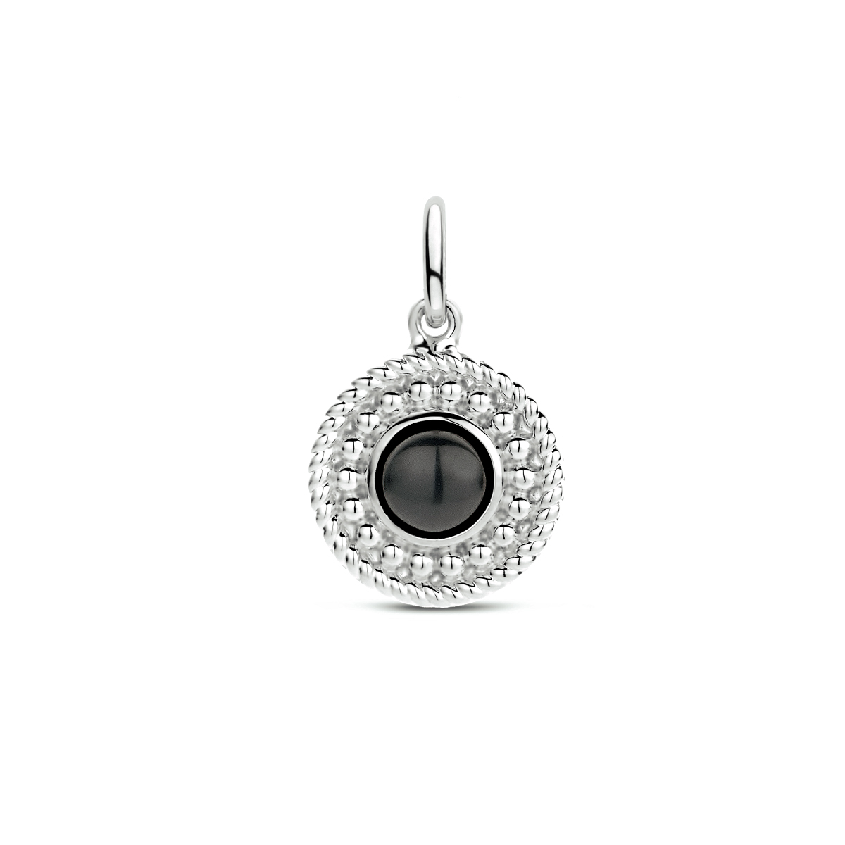Gerhodineerd 925 zilveren hanger uitgevoerd met een schitterende onyx. De hanger heeft een totale hoogte van 1.9cm en een breedte van 12mm.