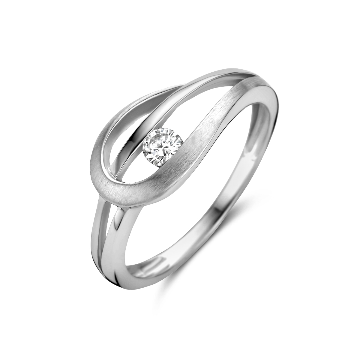Zilveren ring uitgevoerd met schitterende zirkonia. De ring heeft een breedte van 8mm.