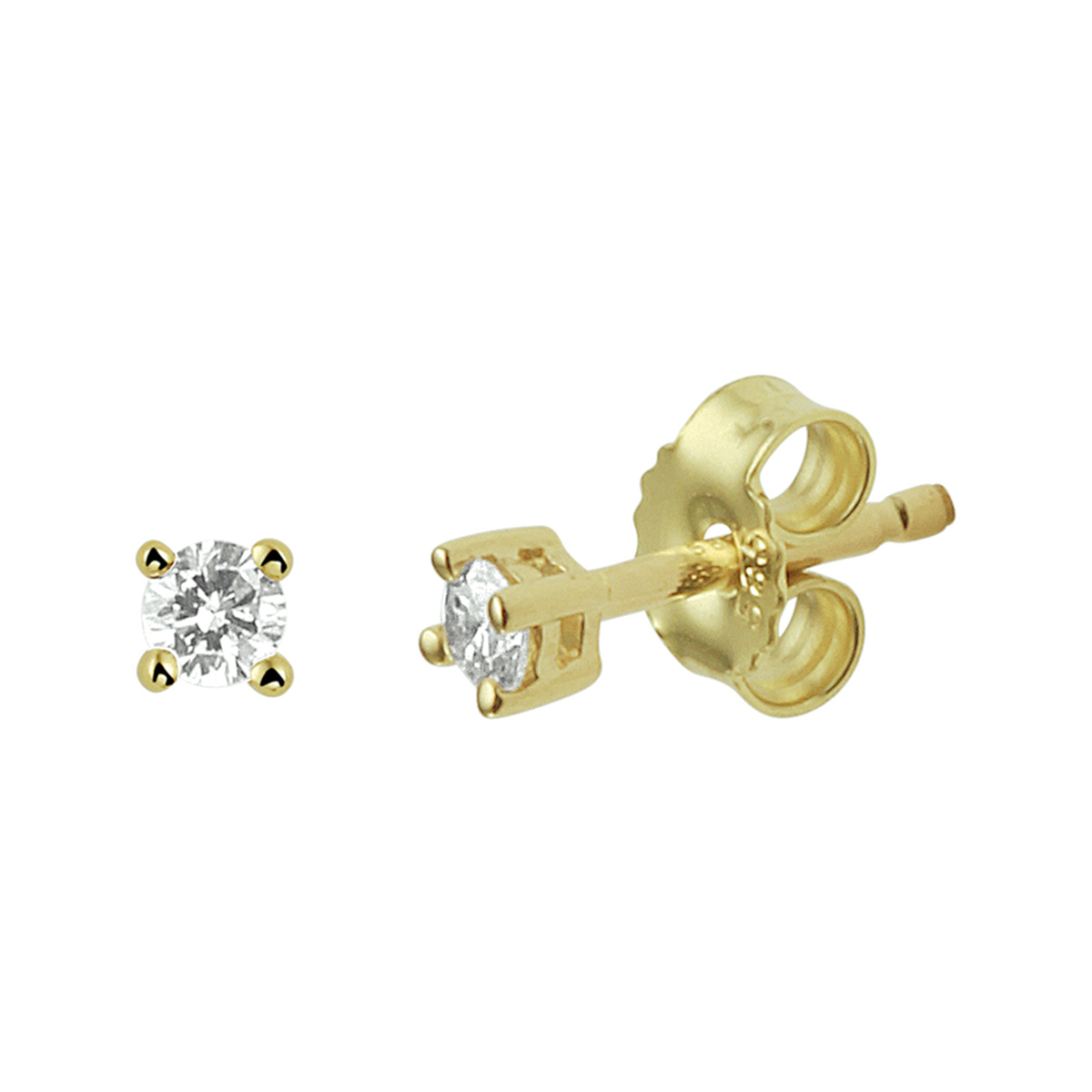 gouden oorstekers, 2x 0.05ct briljant (H/SI)