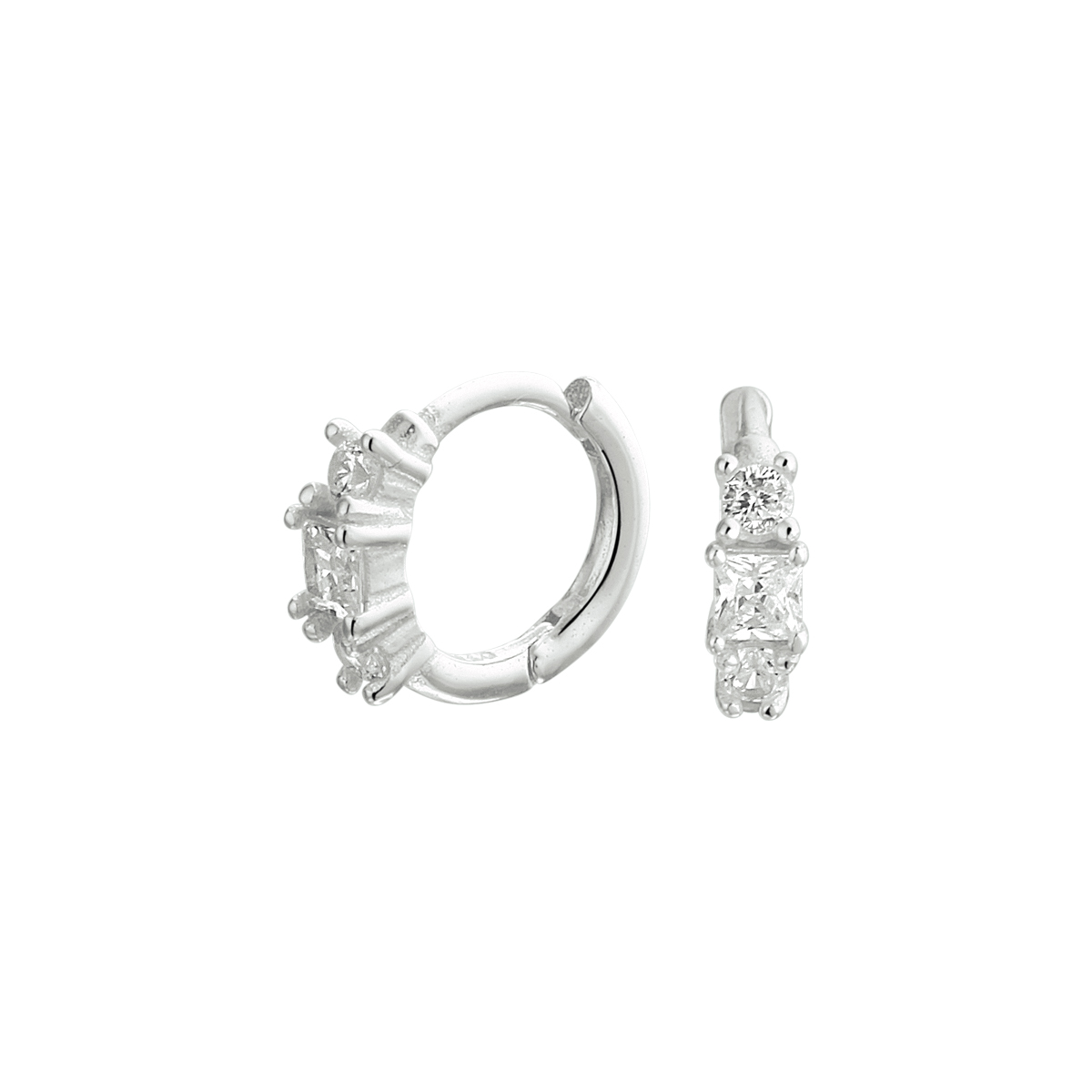Gerhodineerd 925 zilveren klapoorringen uitgevoerd met een schitterende zirkonia rij. De oorringen hebben een afmeting van 10x3mm.