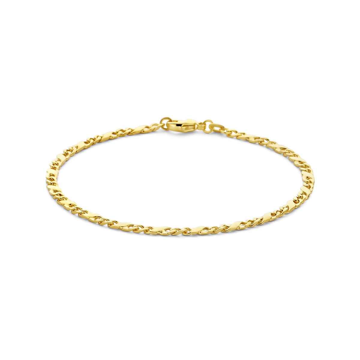 1gouden armband, gourmet+tussenschakel 3.1mm 21cm