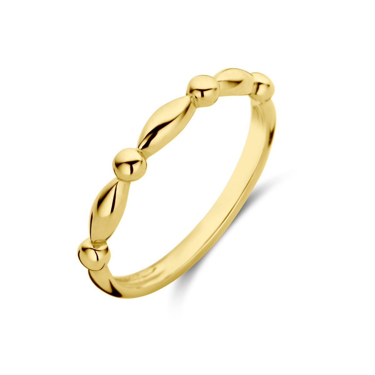 gouden ring, fijn ovaaltjes+ bolletjes mt56