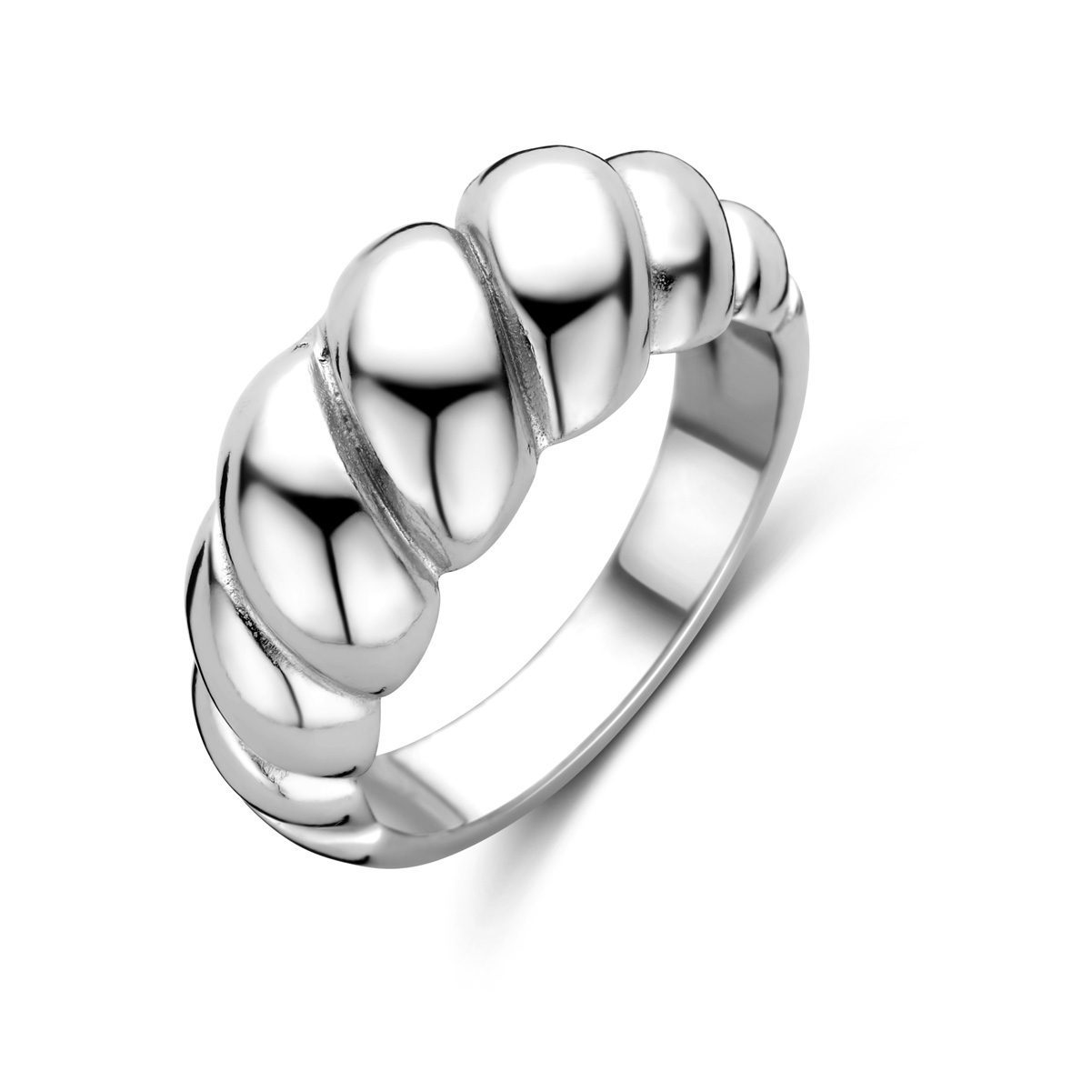 zilveren ring, gedraaid 9mm mt56