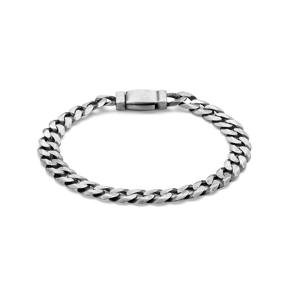 Geoxideerd 925 zilveren armband met een schakelbreedte van 8.2mm en een draaglengte van 21cm.