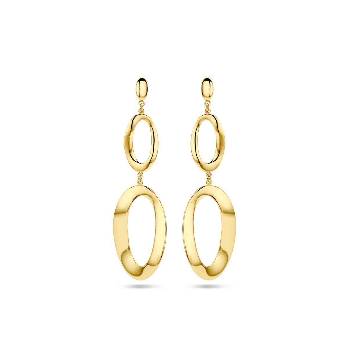 gouden oorhangers, 2 grote open ovalen (totaal 50mm)