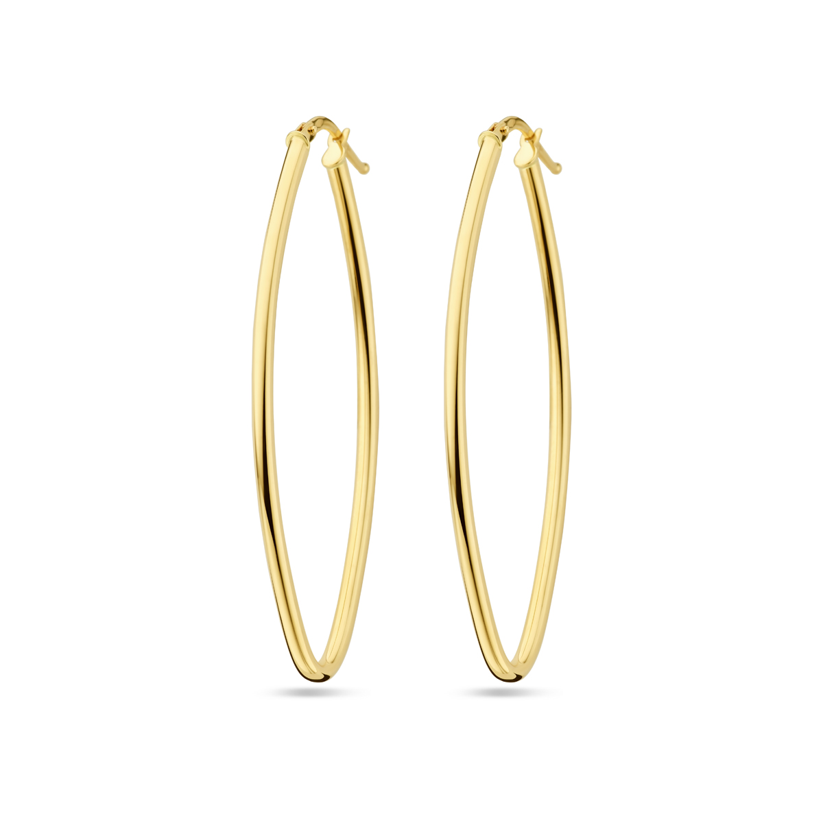 14k Geelgouden oorringen met een afmeting van 52x20mm. Dikte is 2mm.