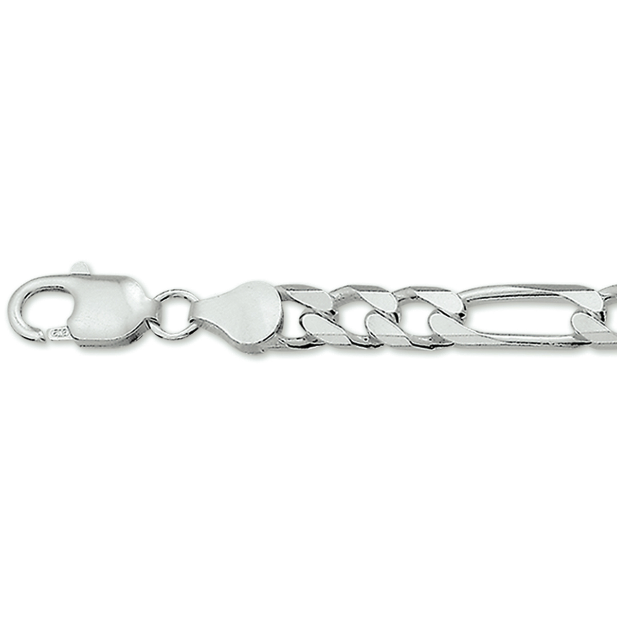 De armband is gemaakt van zilver en is zilverkleurig. Het is een sieraad voor heren.