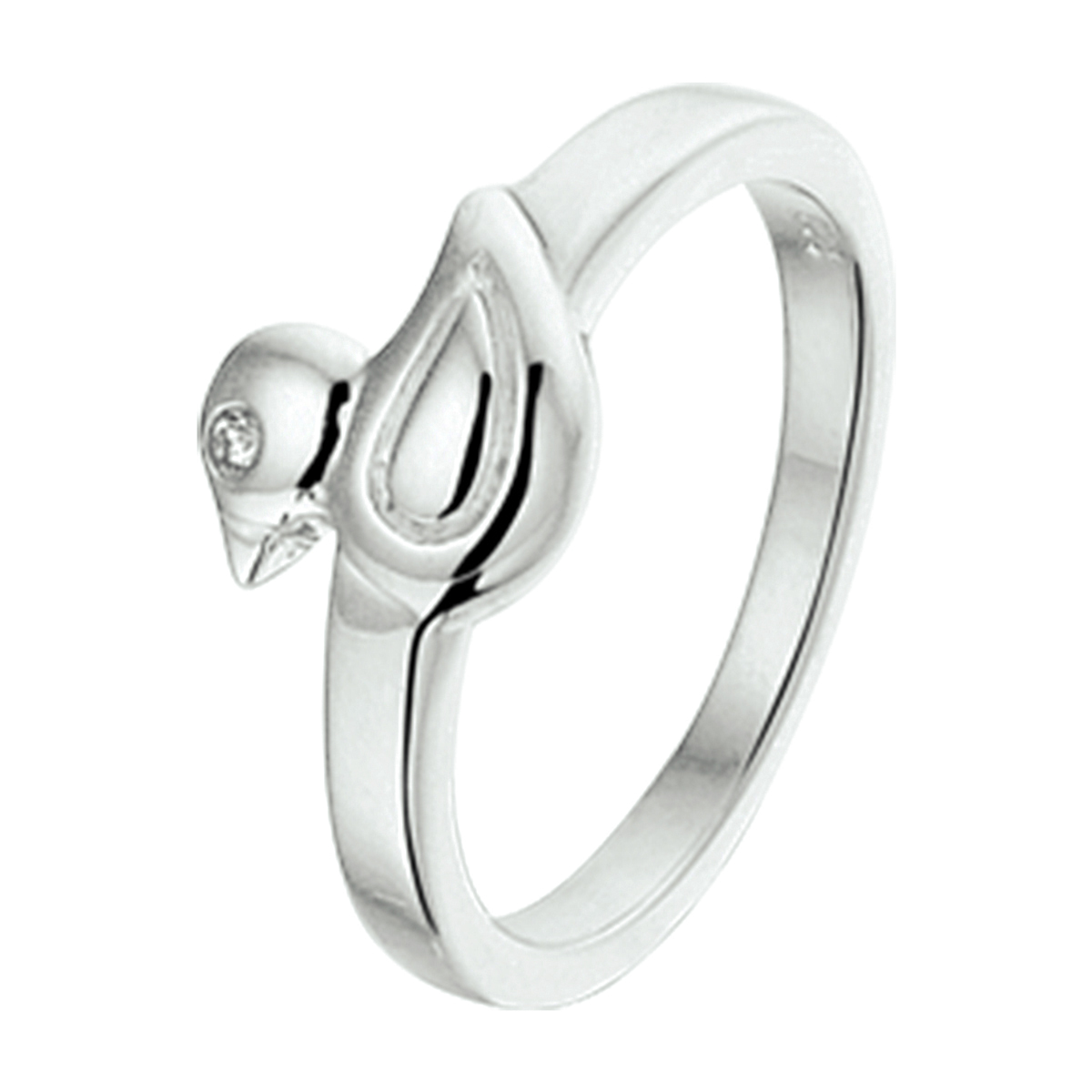 Schattig gerhodineerd zilveren eend ring uitgevoerd met een poli afwerking. De ring is er in verschillende maten en heeft een breedte van 7mm. U kunt deze ring combineren met bijpassende sieraden uit onze collectie. Tip: Leuk om kado te geven! Wat zal ze stralen! INFO: Gerhodineerd zilver is door de rhodiumlaag beter bestand tegen verkleuren en krassen.